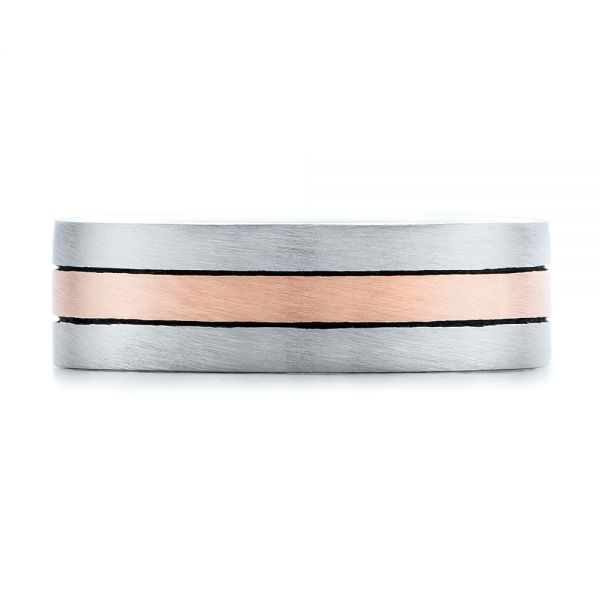  18K Gold And 18k Rose Gold 18K Gold And 18k Rose Gold Custom Men's Brushed Band - Top View -  101912