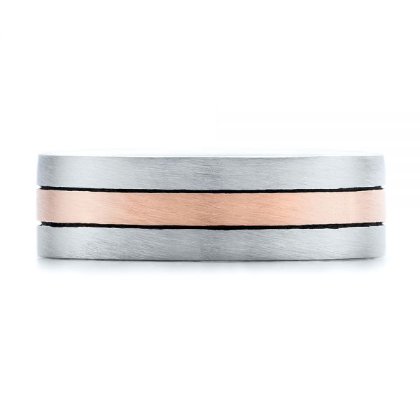  Platinum And 14k Rose Gold Platinum And 14k Rose Gold Custom Men's Brushed Band - Top View -  101912