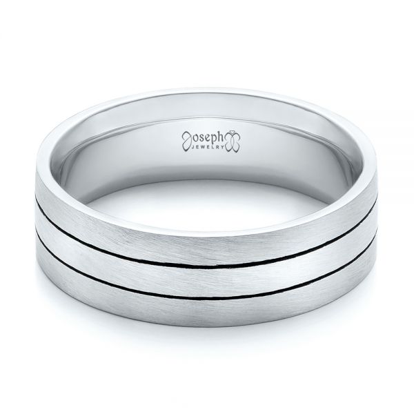  Platinum And 14k White Gold Platinum And 14k White Gold Custom Men's Brushed Band - Flat View -  101912