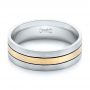  Platinum And 18k Yellow Gold Platinum And 18k Yellow Gold Custom Men's Brushed Band - Flat View -  101912 - Thumbnail