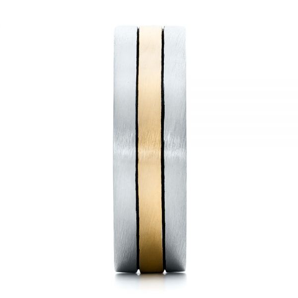  14K Gold And 14k Yellow Gold 14K Gold And 14k Yellow Gold Custom Men's Brushed Band - Side View -  101912