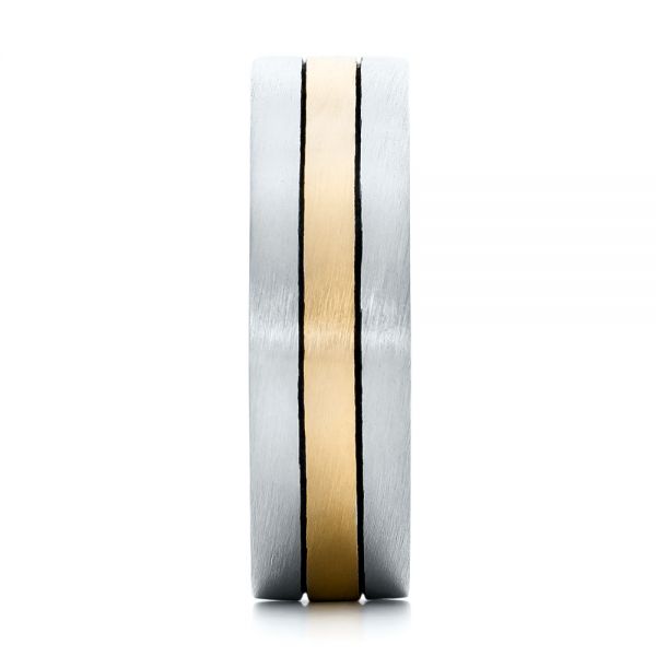 Platinum And 18k Yellow Gold Platinum And 18k Yellow Gold Custom Men's Brushed Band - Side View - 101912