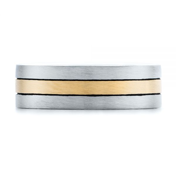  Platinum And 18k Yellow Gold Platinum And 18k Yellow Gold Custom Men's Brushed Band - Top View -  101912