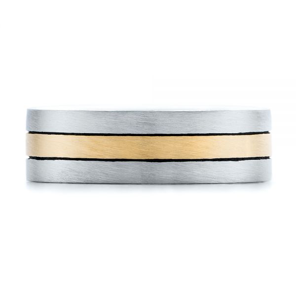 Platinum And 18k Yellow Gold Platinum And 18k Yellow Gold Custom Men's Brushed Band - Top View - 101912
