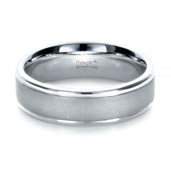 18k White Gold 18k White Gold Custom Men's Band - Flat View -  1270