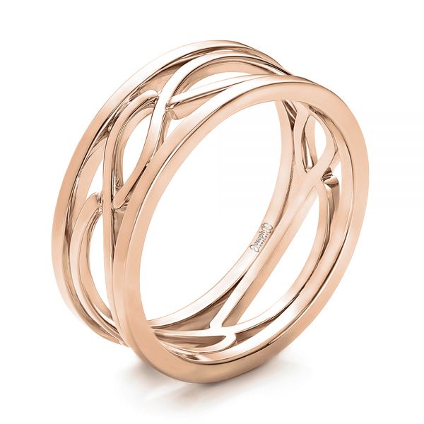 14k Rose Gold 14k Rose Gold Custom Men's Filigree Wedding Band - Three-Quarter View -  100654