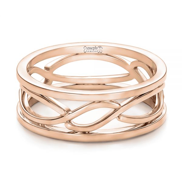 14k Rose Gold 14k Rose Gold Custom Men's Filigree Wedding Band - Flat View -  100654