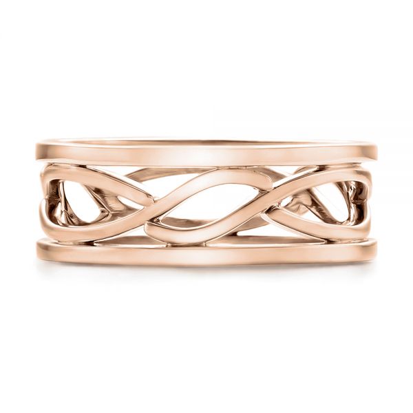 14k Rose Gold 14k Rose Gold Custom Men's Filigree Wedding Band - Top View - 100654