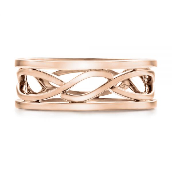 14k Rose Gold 14k Rose Gold Custom Men's Filigree Wedding Band - Top View -  100654