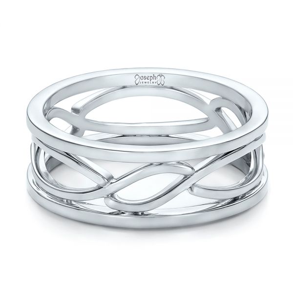 Platinum Custom Men's Filigree Wedding Band - Flat View - 100654