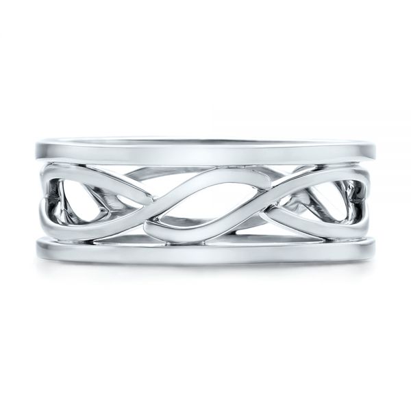 14k White Gold 14k White Gold Custom Men's Filigree Wedding Band - Top View -  100654