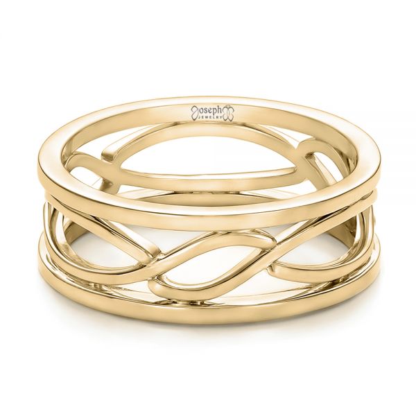 14k Yellow Gold 14k Yellow Gold Custom Men's Filigree Wedding Band - Flat View - 100654