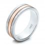  Platinum And 14k Rose Gold Platinum And 14k Rose Gold Custom Men's and Brushed Band - Three-Quarter View -  101072 - Thumbnail