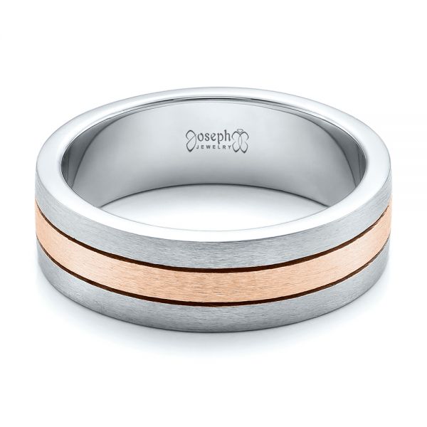  Platinum And 18k Rose Gold Platinum And 18k Rose Gold Custom Men's and Brushed Band - Flat View -  101072
