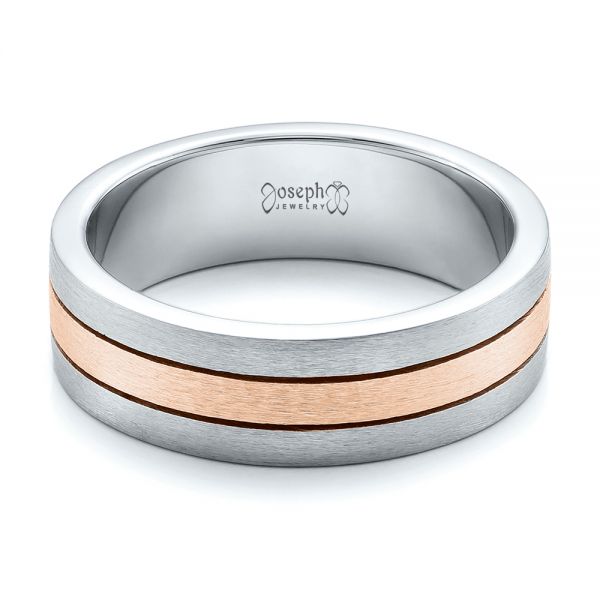 Platinum And 14k Rose Gold Platinum And 14k Rose Gold Custom Men's and Brushed Band - Flat View - 101072