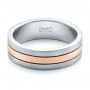  Platinum And 18k Rose Gold Platinum And 18k Rose Gold Custom Men's and Brushed Band - Flat View -  101072 - Thumbnail