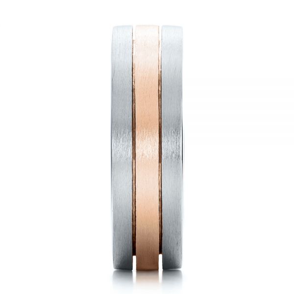 Platinum And 14k Rose Gold Platinum And 14k Rose Gold Custom Men's and Brushed Band - Side View - 101072