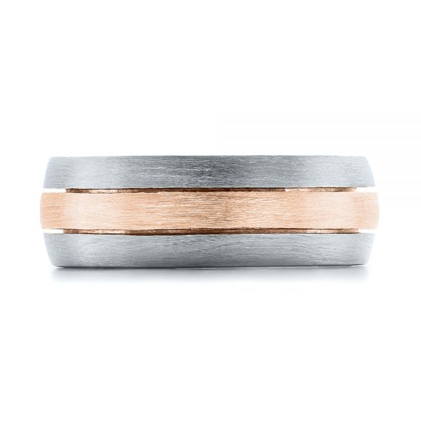  Platinum And 18k Rose Gold Platinum And 18k Rose Gold Custom Men's and Brushed Band - Top View -  101071