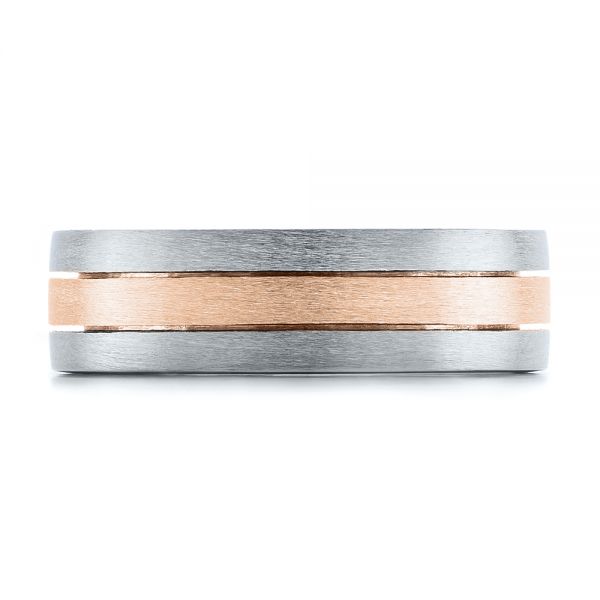  Platinum And 18k Rose Gold Platinum And 18k Rose Gold Custom Men's and Brushed Band - Top View -  101072