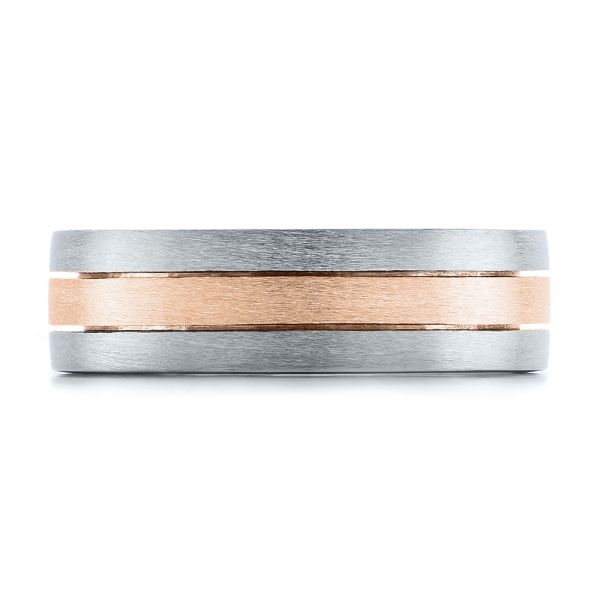 Platinum And 14k Rose Gold Platinum And 14k Rose Gold Custom Men's and Brushed Band - Top View - 101072