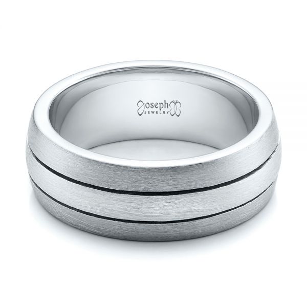  Platinum And 14k White Gold Platinum And 14k White Gold Custom Men's and Brushed Band - Flat View -  101071
