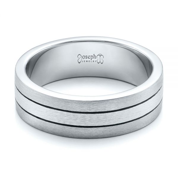  Platinum And 14k White Gold Platinum And 14k White Gold Custom Men's and Brushed Band - Flat View -  101072