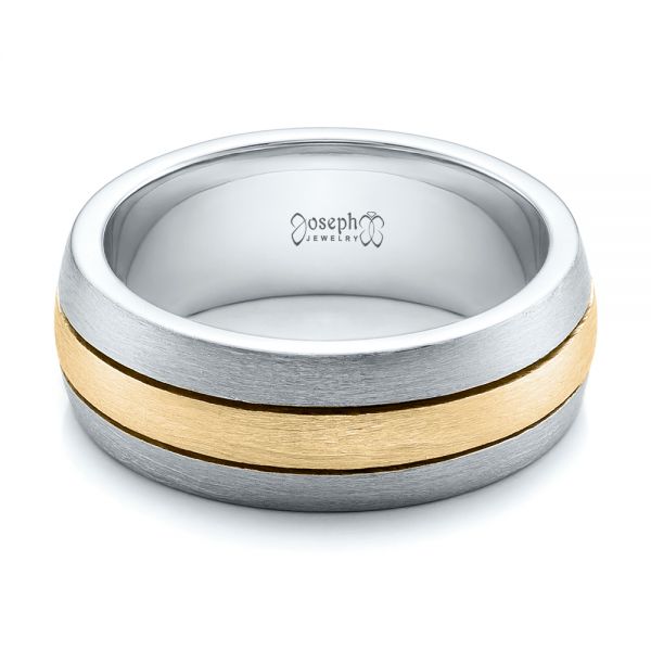  18K Gold And 18k Yellow Gold 18K Gold And 18k Yellow Gold Custom Men's and Brushed Band - Flat View -  101071