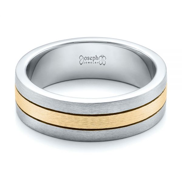  14K Gold And 14k Yellow Gold 14K Gold And 14k Yellow Gold Custom Men's and Brushed Band - Flat View -  101072