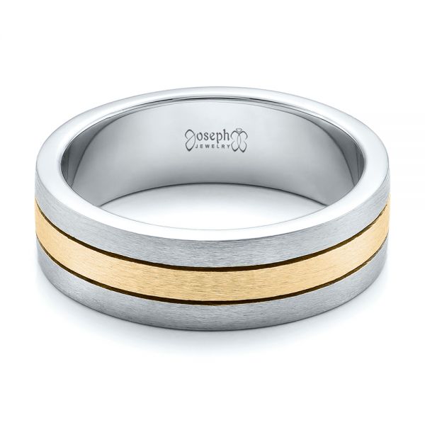 Platinum And 14k Yellow Gold Platinum And 14k Yellow Gold Custom Men's and Brushed Band - Flat View - 101072