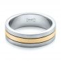  Platinum And 14k Yellow Gold Platinum And 14k Yellow Gold Custom Men's and Brushed Band - Flat View -  101072 - Thumbnail