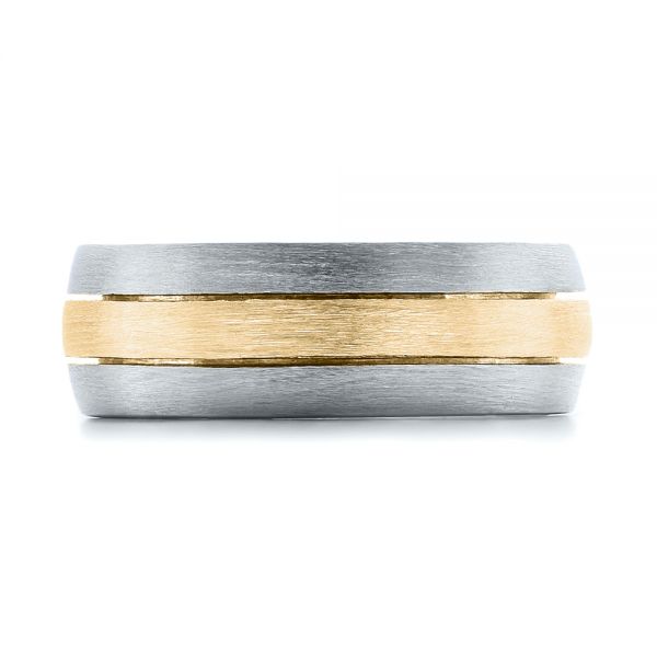 Platinum And 14k Yellow Gold Platinum And 14k Yellow Gold Custom Men's and Brushed Band - Top View - 101071