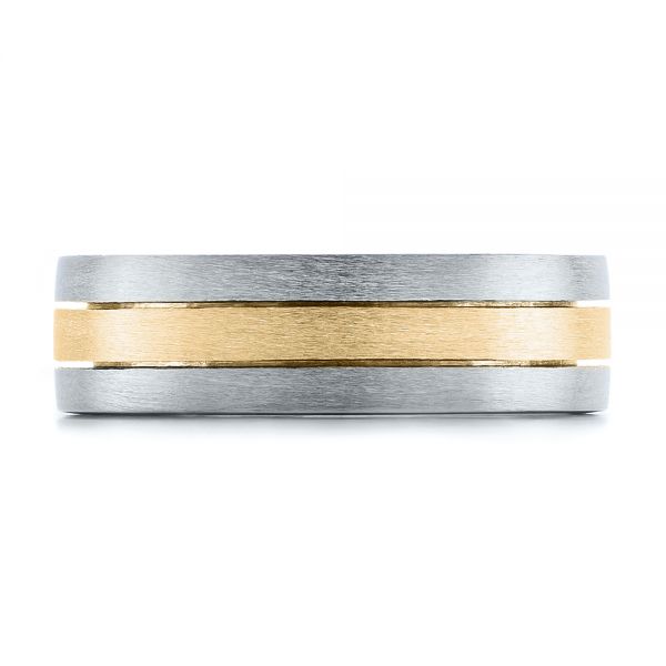 Platinum And 14k Yellow Gold Platinum And 14k Yellow Gold Custom Men's and Brushed Band - Top View - 101072