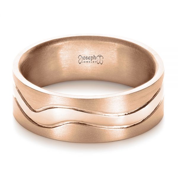 18k Rose Gold 18k Rose Gold Custom Men's Wedding Band - Flat View - 1303