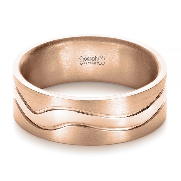 14k Rose Gold 14k Rose Gold Custom Men's Wedding Band - Flat View -  1303