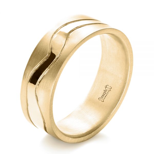 14k Yellow Gold 14k Yellow Gold Custom Men's Wedding Band - Three-Quarter View -  1303