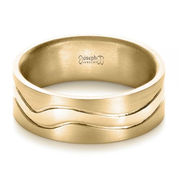 14k Yellow Gold 14k Yellow Gold Custom Men's Wedding Band - Flat View -  1303