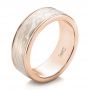 18k Rose Gold And 14K Gold 18k Rose Gold And 14K Gold Custom Men's Mokume Wedding Band - Three-Quarter View -  101274 - Thumbnail