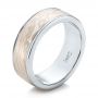 18k White Gold And 18K Gold 18k White Gold And 18K Gold Custom Men's Mokume Wedding Band - Three-Quarter View -  101274 - Thumbnail