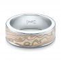 18k White Gold And Platinum 18k White Gold And Platinum Custom Men's Mokume Wedding Band - Flat View -  101274 - Thumbnail