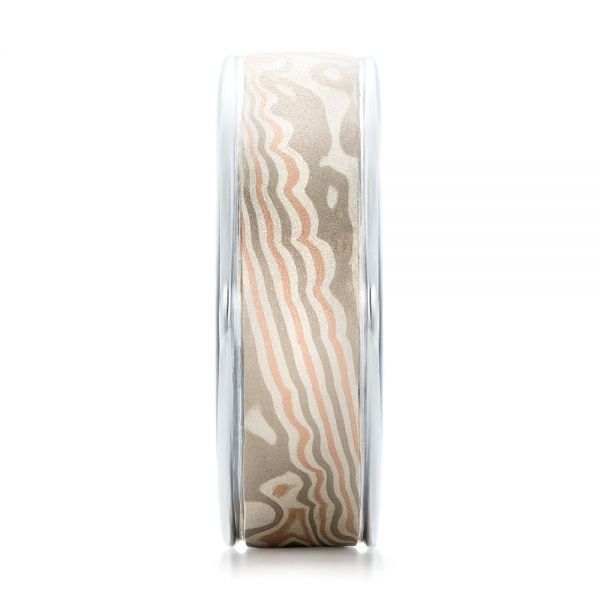 Platinum And 18K Gold Custom Men's Mokume Wedding Band - Side View - 101274