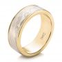 14k Yellow Gold And Platinum 14k Yellow Gold And Platinum Custom Men's Mokume Wedding Band - Three-Quarter View -  101274 - Thumbnail