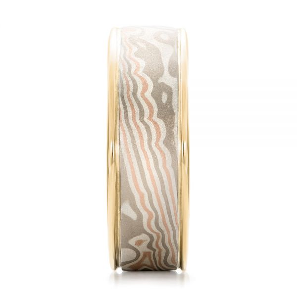 14k Yellow Gold And 14K Gold 14k Yellow Gold And 14K Gold Custom Men's Mokume Wedding Band - Side View - 101274