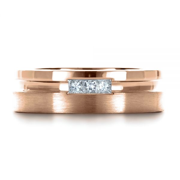 18k Rose Gold 18k Rose Gold Custom Men's Princess Cut Diamond Band - Top View - 1223