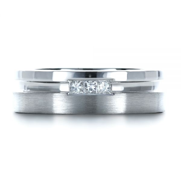 14k White Gold 14k White Gold Custom Men's Princess Cut Diamond Band - Top View -  1223