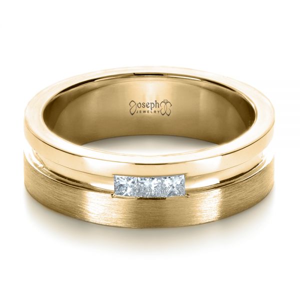 14k Yellow Gold 14k Yellow Gold Custom Men's Princess Cut Diamond Band - Flat View -  1223