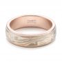 14k Rose Gold And 14K Gold Custom Men's Mokume Wedding Band - Flat View -  101261 - Thumbnail