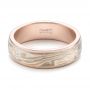 18k Rose Gold And 14K Gold 18k Rose Gold And 14K Gold Custom Men's Mokume Wedding Band - Flat View -  101261 - Thumbnail