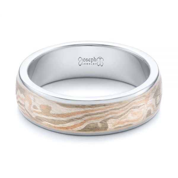 14k White Gold And 14K Gold 14k White Gold And 14K Gold Custom Men's Mokume Wedding Band - Flat View -  101261