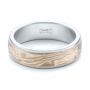  Platinum And 14K Gold Platinum And 14K Gold Custom Men's Mokume Wedding Band - Flat View -  101261 - Thumbnail