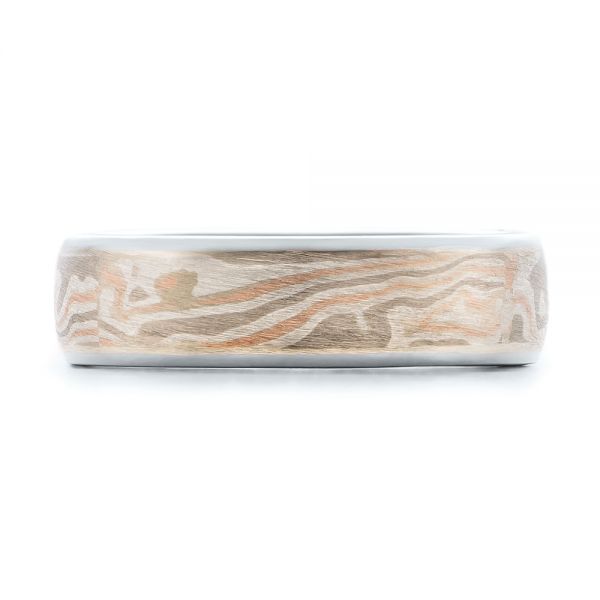 14k White Gold And 14K Gold 14k White Gold And 14K Gold Custom Men's Mokume Wedding Band - Top View -  101261